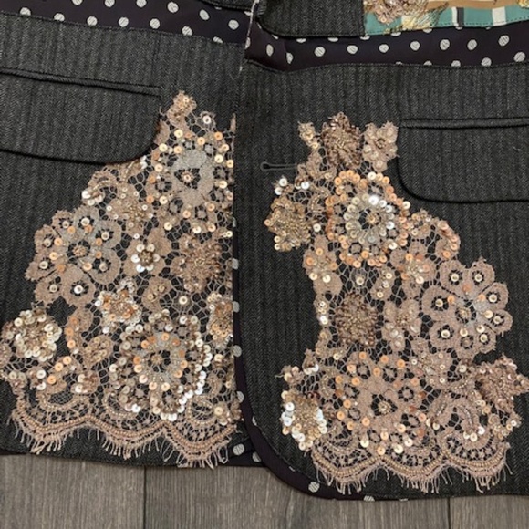 Antonia Marras Patchwork Embellished Wool Blend Blazer Size EU 42 / US M - Picture 4 of 8
